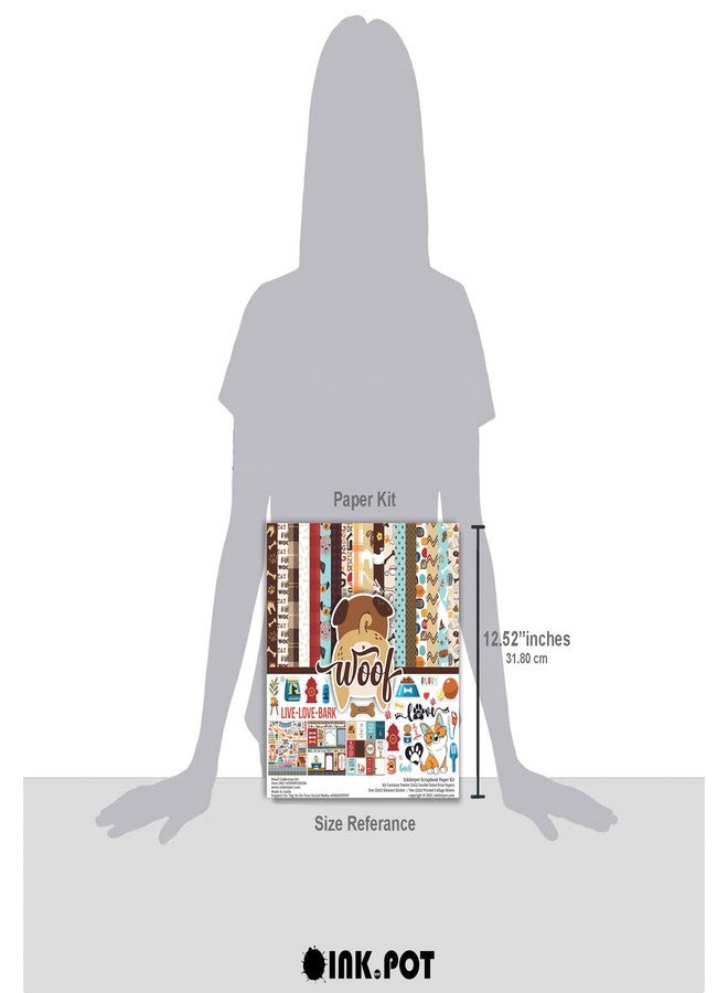 Inkdotpot مجموعة أوراق قصاصات Inkdotpot بتصميم كلب أليف، ذات وجهين، مصنوعة من ورق مقوى مقاس 12 × 12 بوصة، مع ورقة ملصقات - 16 صفحة - متعددة الألوان - Image 4